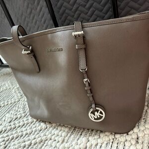 Large Michael Kors Taupe Leather Tote